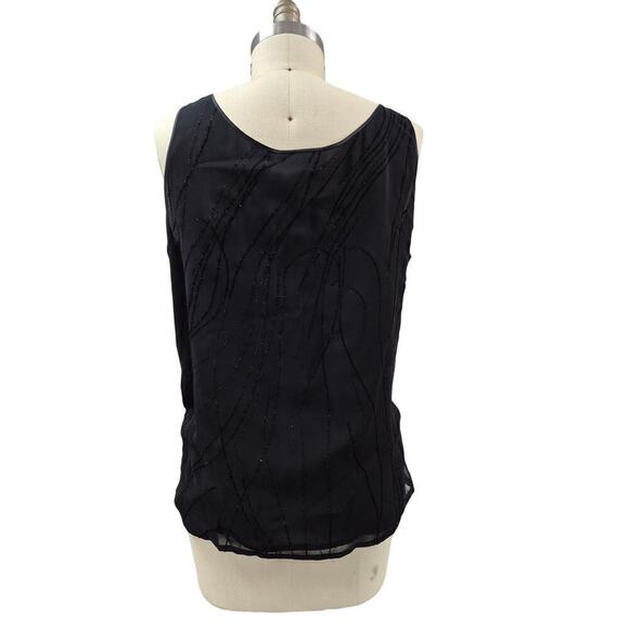 DONCASTER 100% Viscose Black Dress Tank Sparkle Line Design Satin Trim Sz XL - Picture 2 of 4